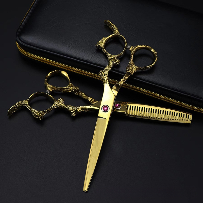 Plakanās frizieru šķēres ar 28 zobiem un 25% retināšana