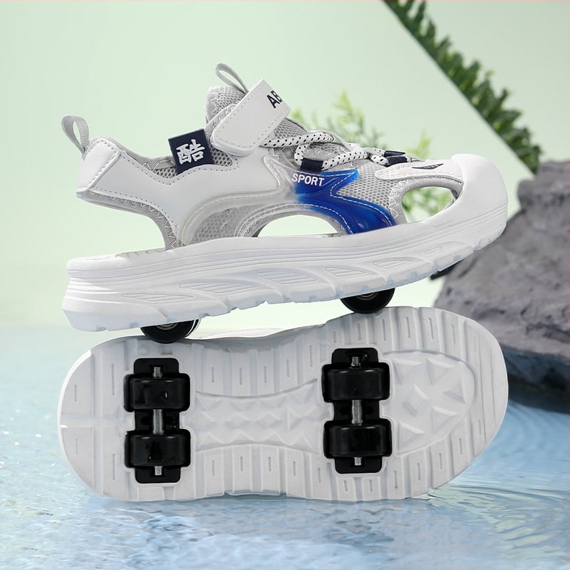 Bērnu Heelys stila kurpes ar četrām riepām, mīksta zole, PU riepām