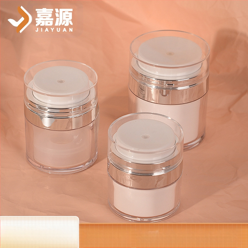 Akrilinis vakuuminis kremas buteliukas su siurbtuku, injekcijos liejimo gamybos, elektroplatinavimo paviršius, kosmetinė pakuotė