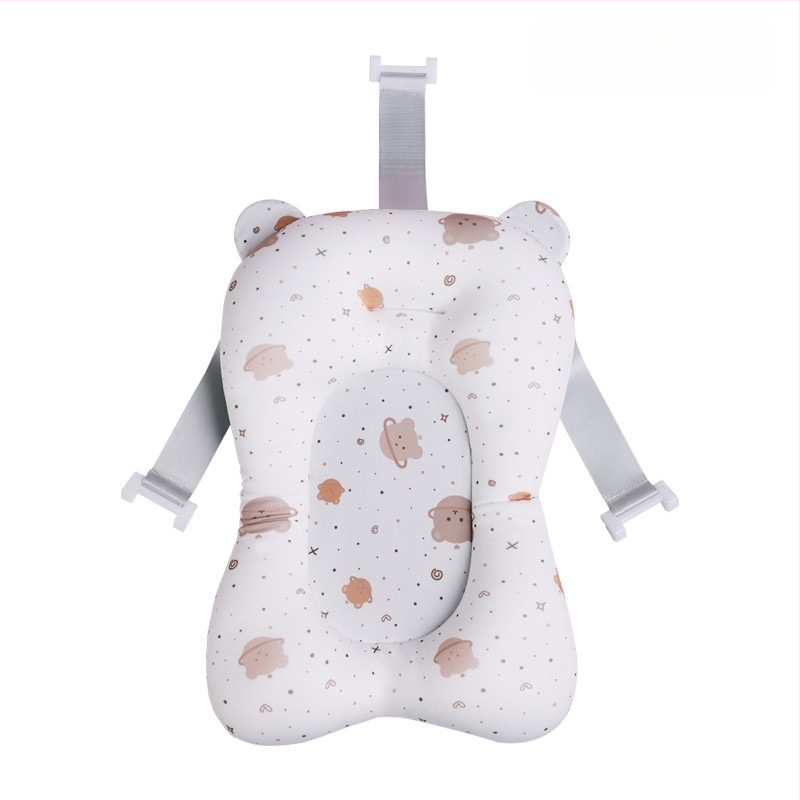 Kūdikio vonios kilimėlis su rėminiu tinklu; medžiaga: keturių krypčių elastinis audinys + tinklas + poliesterio užpildas + PE kabliukas; tinka sėdėjimui ir gulėjimui