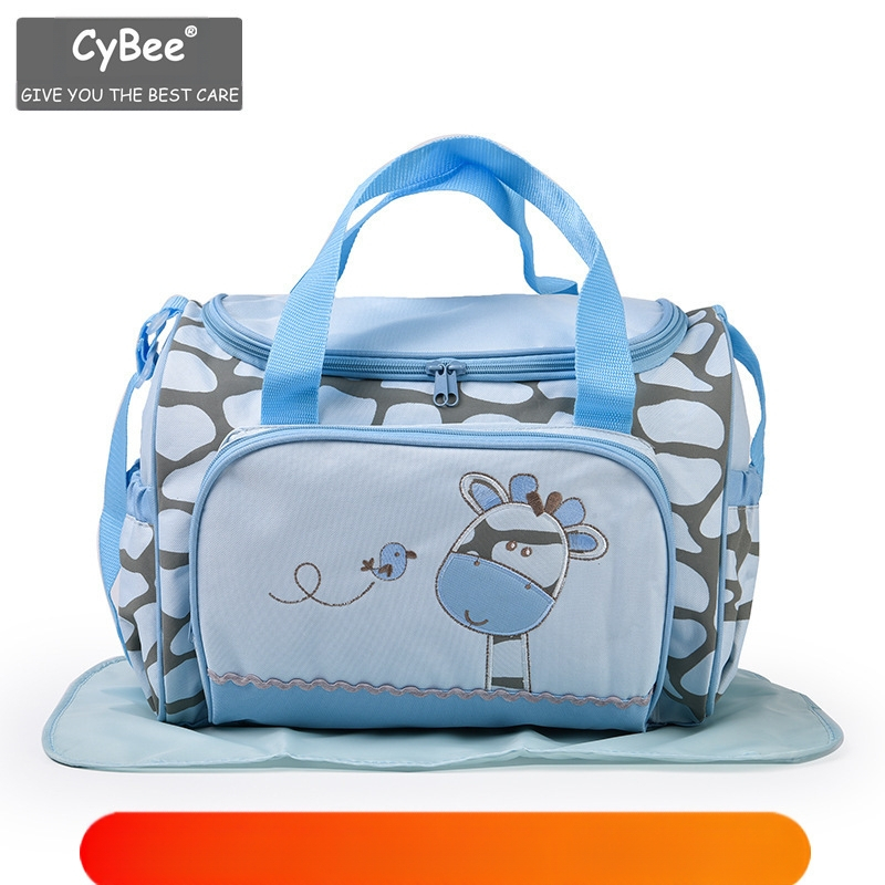 CyBee τσάντα μαμάς από Oxford ύφασμα με κέντημα καμηλοπάρδαλης, διαστάσεις 40×30×17 εκ, μέγιστο φορτίο 20 kg