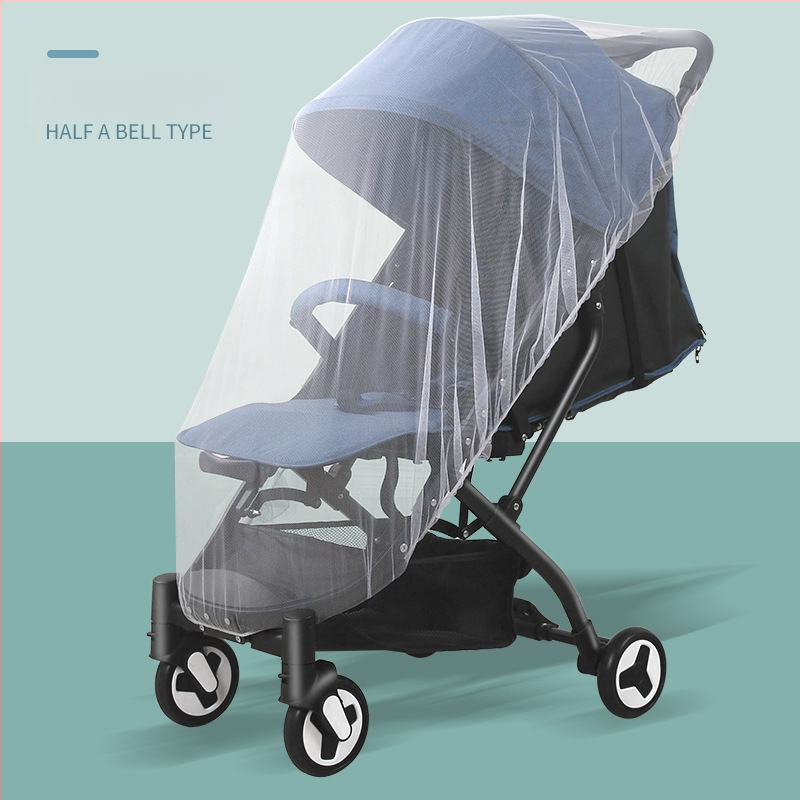 Δίχτυ προστασίας για καρότσι μωρού με πλήρες κάλυμμα, καθολικό, αναπνεύσιμο δίχτυ; μονή πόρτα, πλαστικό πλαίσιο; για ηλικίες 0–6 ετών; διατίθεται παραμετροποίηση; προστασία από κουνούπια, άνεμο και πτώσεις.