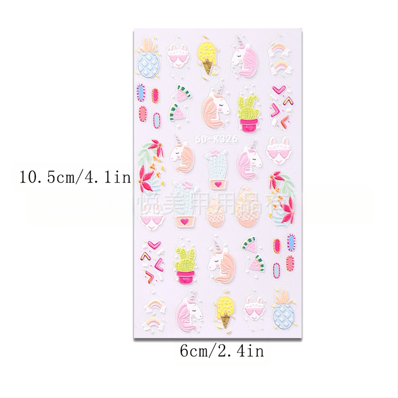 Nagai dekoruojančios lipdukai – 5D išpūstas reljefinis Helovyno dizainas su tortu, spurgų ir kaktuso motyvais – SWEET TREND OEM moterims, madingame stiliuje