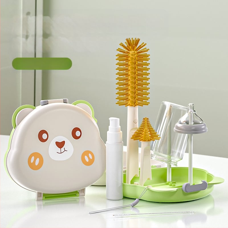 Youbeidi silikoniniai kūdikių buteliukų šepetėlių rinkinys – kelioninis kompaktiškas, su spenelio šepetėliu