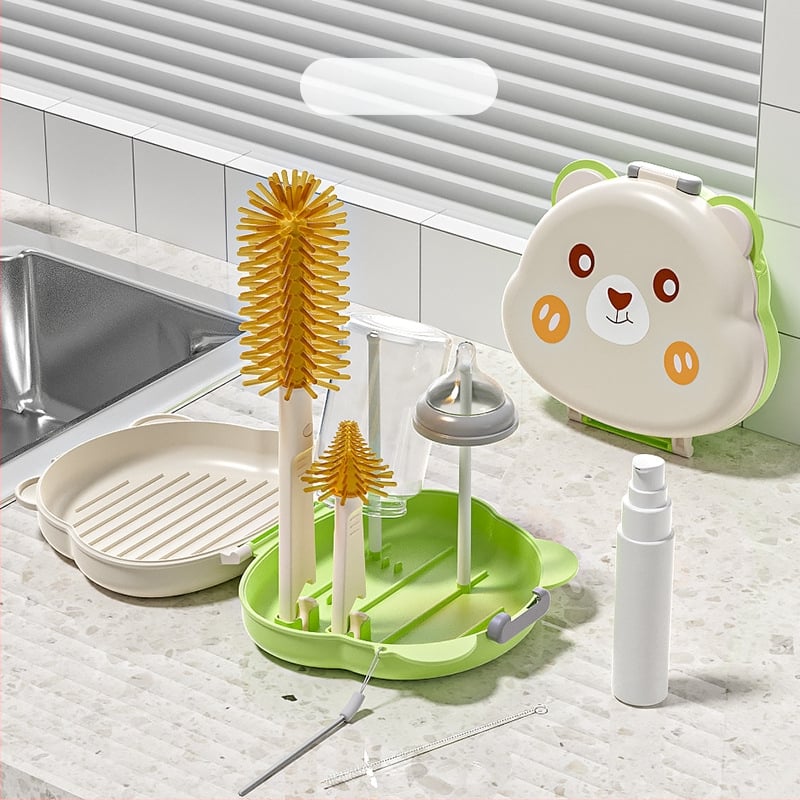 Youbeidi silikoniniai kūdikių buteliukų šepetėlių rinkinys – kelioninis kompaktiškas, su spenelio šepetėliu