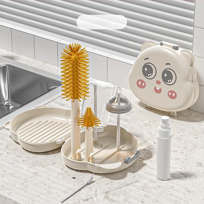 Youbeidi silikoniniai kūdikių buteliukų šepetėlių rinkinys – kelioninis kompaktiškas, su spenelio šepetėliu