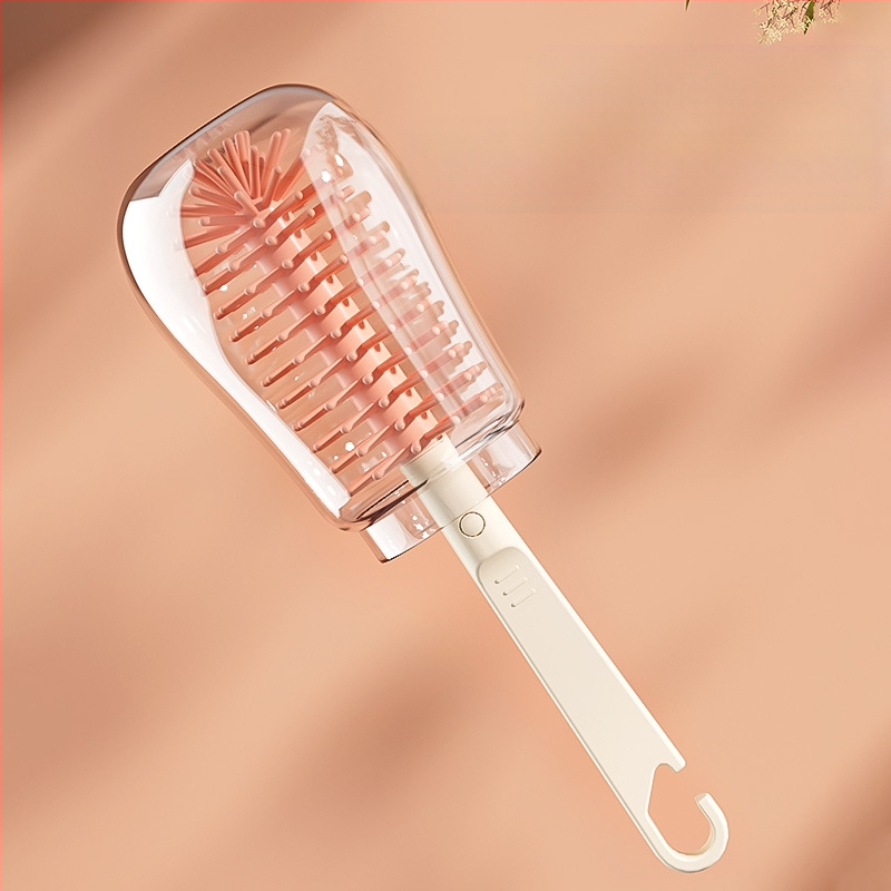 Butelių ir spenelių valymo šepetys, 3-in-1 nuimama sistema, 360° silikono ilga rankena, kūdikiams