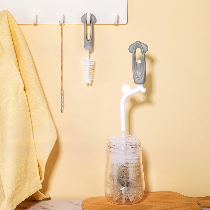 SAIDAH Pasukamas kūdikių butelių šepetėlis su nailoninėmis šerelėmis — tinkamas kūdikių buteliukams, vandens buteliams ir puodeliams