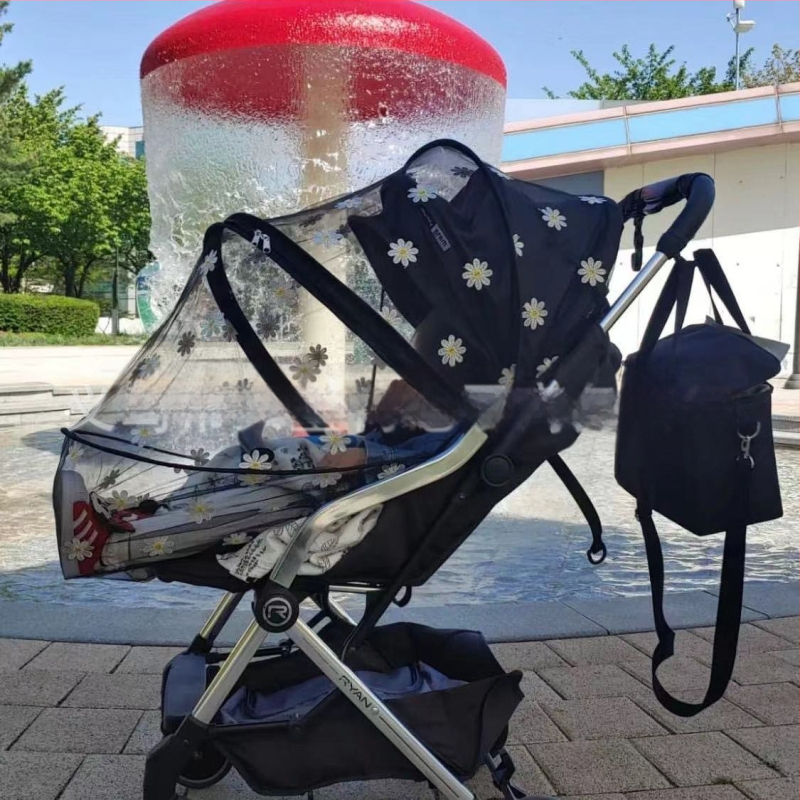 Москитна мрежа за бебешка количка, пролет-лято, полиестер, стоманена рамка, без монтаж, шев с маргаритка