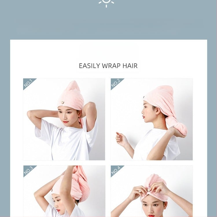 Džiovinimo plaukų turbanas, koralinis flisas, siūlų 150D, siuvimas, svoris 50–79 g