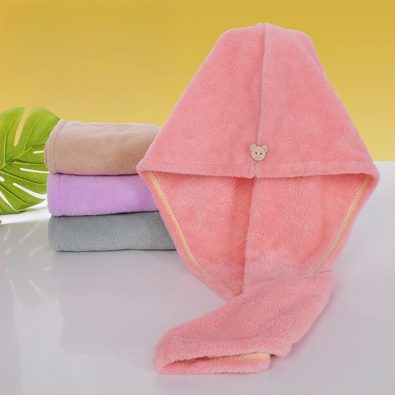 Džiovinimo plaukų turbanas, koralinis flisas, siūlų 150D, siuvimas, svoris 50–79 g