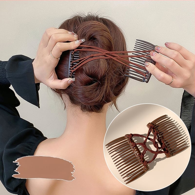 Medinė rankų darbo dviejų eilių plaukų šukė galinei šukuosenai, Japonijos/Korejos stilius, moterims