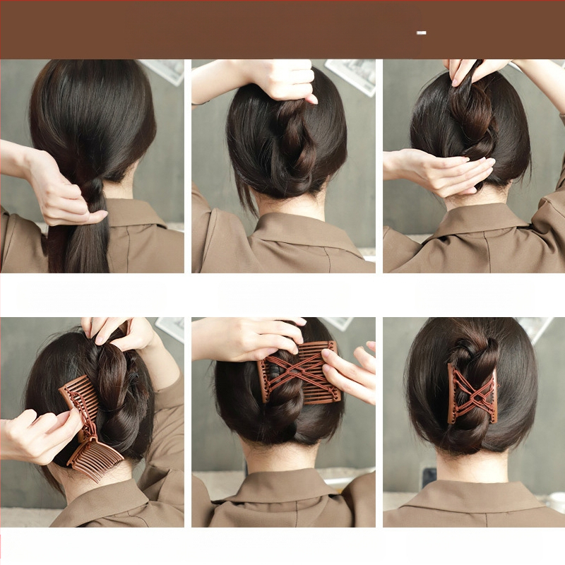 Medinė rankų darbo dviejų eilių plaukų šukė galinei šukuosenai, Japonijos/Korejos stilius, moterims