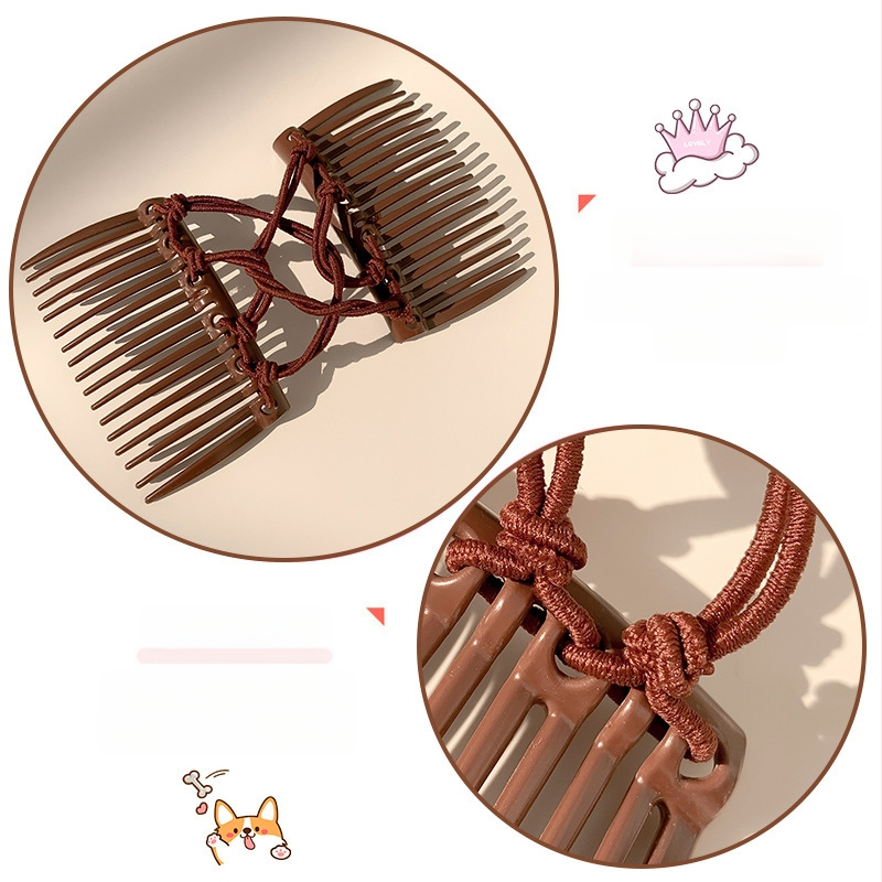 Medinė rankų darbo dviejų eilių plaukų šukė galinei šukuosenai, Japonijos/Korejos stilius, moterims