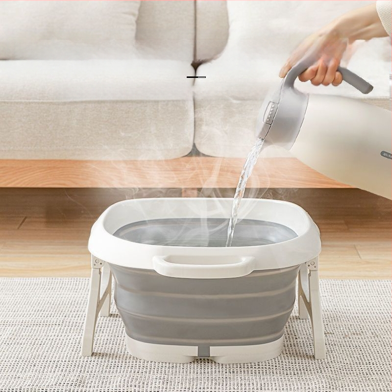 Sulankstoma kojų vonelė su masažine funkcija - nešiojama plastikinė kojų vonelė (PP+TPR)