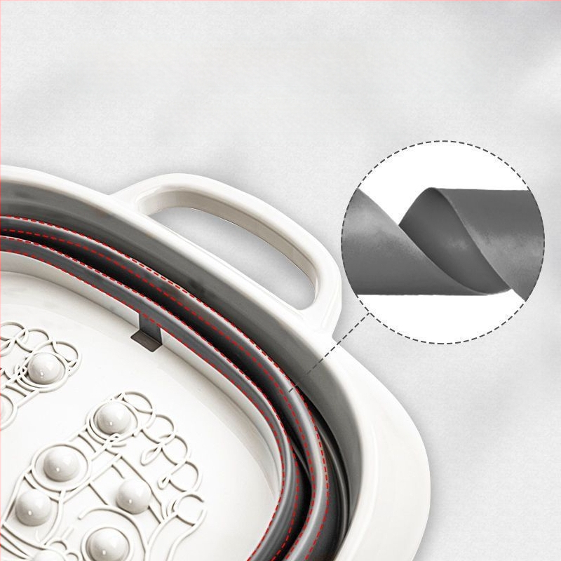 Sulankstoma kojų vonelė su masažine funkcija - nešiojama plastikinė kojų vonelė (PP+TPR)