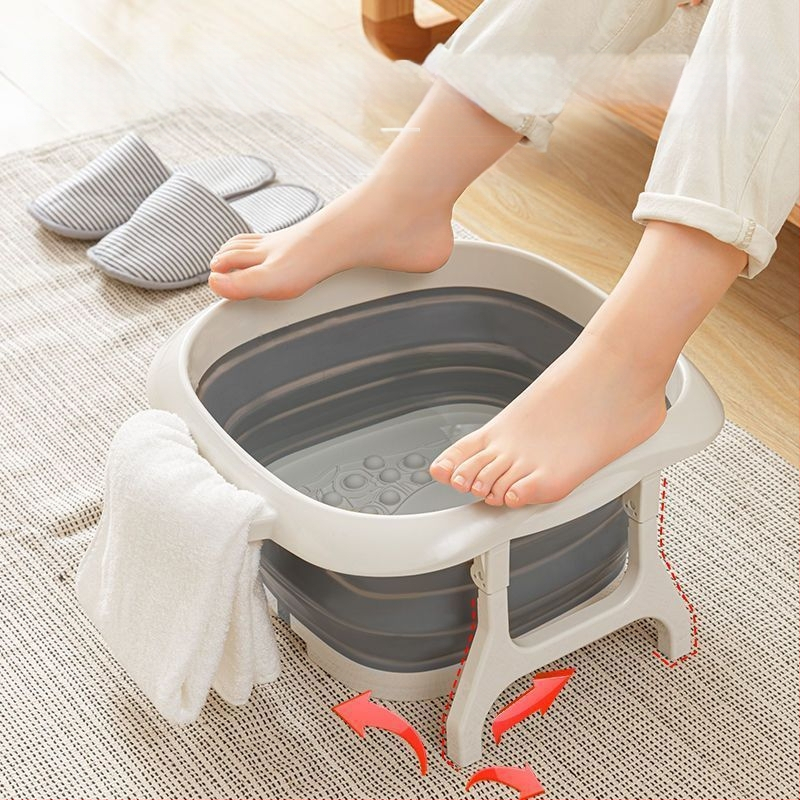 Sulankstoma kojų vonelė su masažine funkcija - nešiojama plastikinė kojų vonelė (PP+TPR)