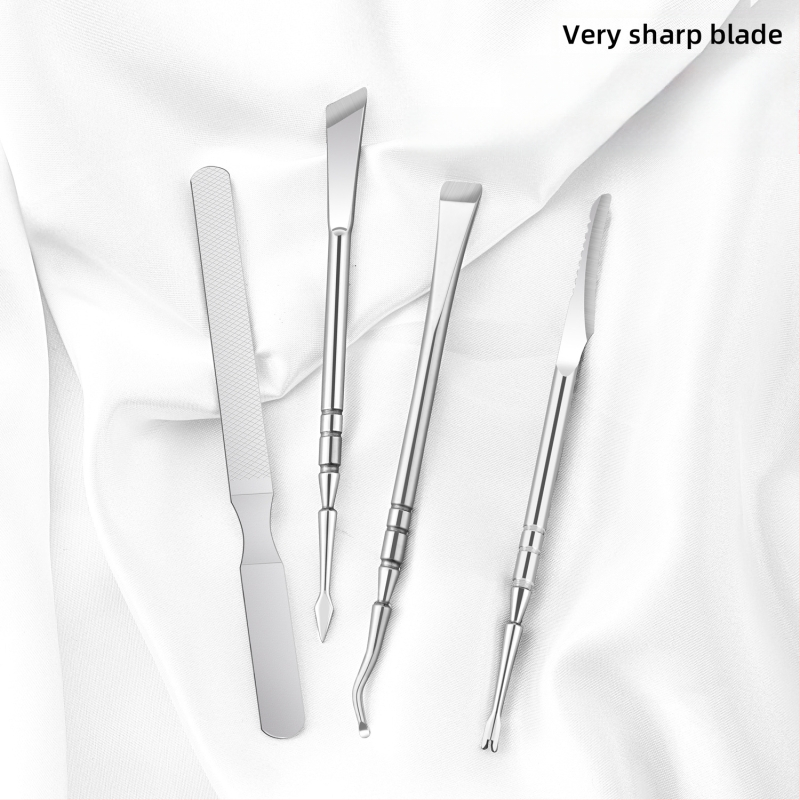 Ανοξείδωτο μαχαίρι περιποίησης ποδιών με απολεπιστικό πιρούνι για κάλους, τετράγωνη κεφαλή λείανσης, κουτί 300 τεμάχια