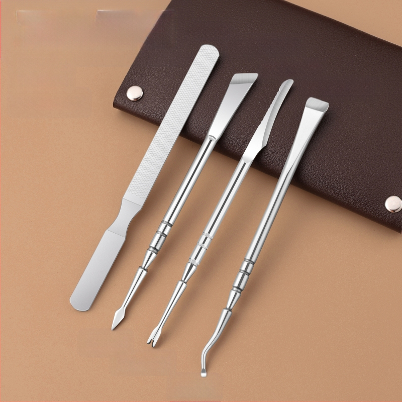 Ανοξείδωτο μαχαίρι περιποίησης ποδιών με απολεπιστικό πιρούνι για κάλους, τετράγωνη κεφαλή λείανσης, κουτί 300 τεμάχια