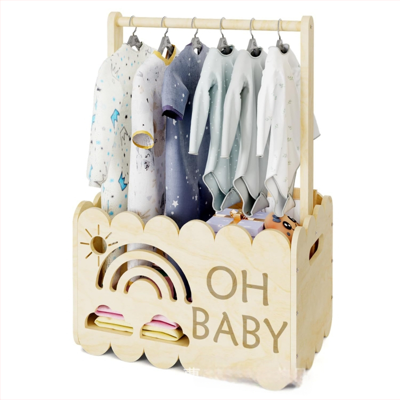 Φορητό ξύλινο κουτί αποθήκευσης με χαρακτική | Υλικό: ξύλο; Μοντέλο: Φορητό ξύλινο κουτί; Σκοπός: αποθήκευση βρεφικών ρούχων και παιχνιδιών