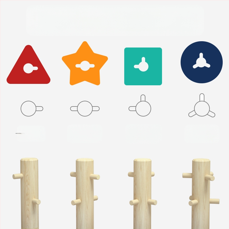 Koka komplekts geometrijas formu salīdzināšanai ar četrpusīgu kukaiņa veida stāvu, būvbloki bērniem 4–6 gadu vecumā, 0–38 gab., ar ūdens bāzes krāsu