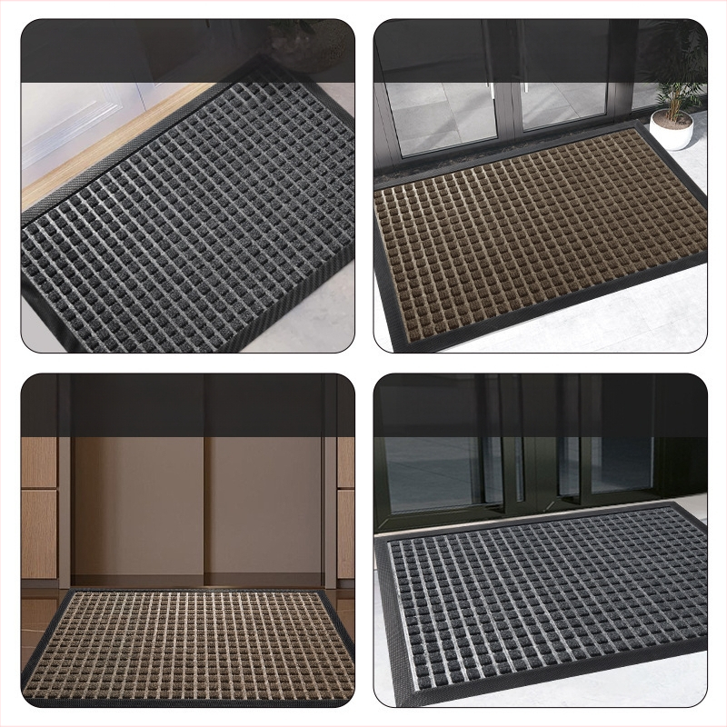 Polipropileninis kilimėlis grindims su reljefu dizainu, neslystantis, sugeria vandenį, atsparus dilimui, tinkamas vidaus ir lauko naudojimui, lengvai valomas, stačiakampio formos