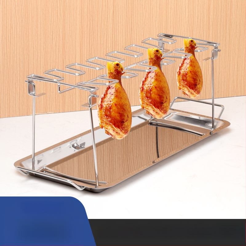 Nerūdijančio plieno sulankstoma grilis vištienos šlaunims, stačiakampio formos, lauko kepsninė su grotelėmis, svoris 85