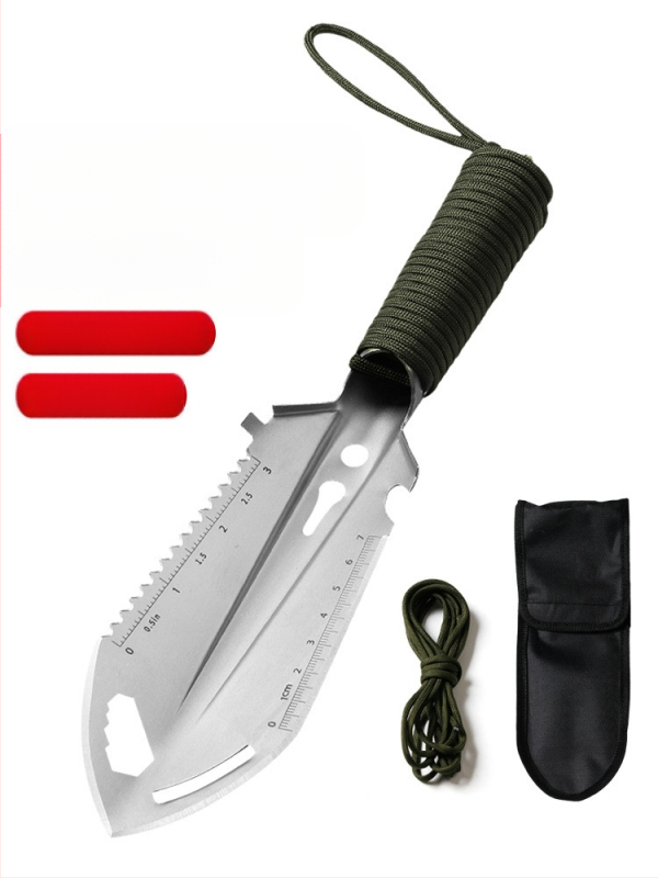 Ārā lāpsta kempingam, no nerūsējošā tērauda, pārnēsājama un daudzfunkcionāla, piemērota zemei un dārzam