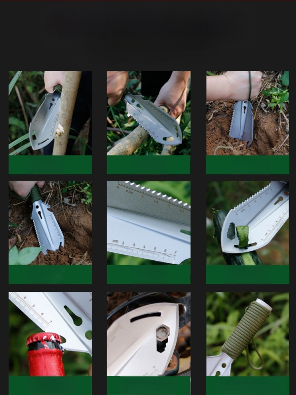 Ārā lāpsta kempingam, no nerūsējošā tērauda, pārnēsājama un daudzfunkcionāla, piemērota zemei un dārzam