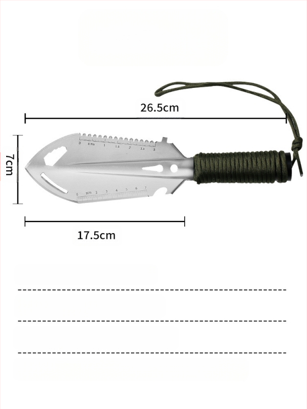 Ārā lāpsta kempingam, no nerūsējošā tērauda, pārnēsājama un daudzfunkcionāla, piemērota zemei un dārzam
