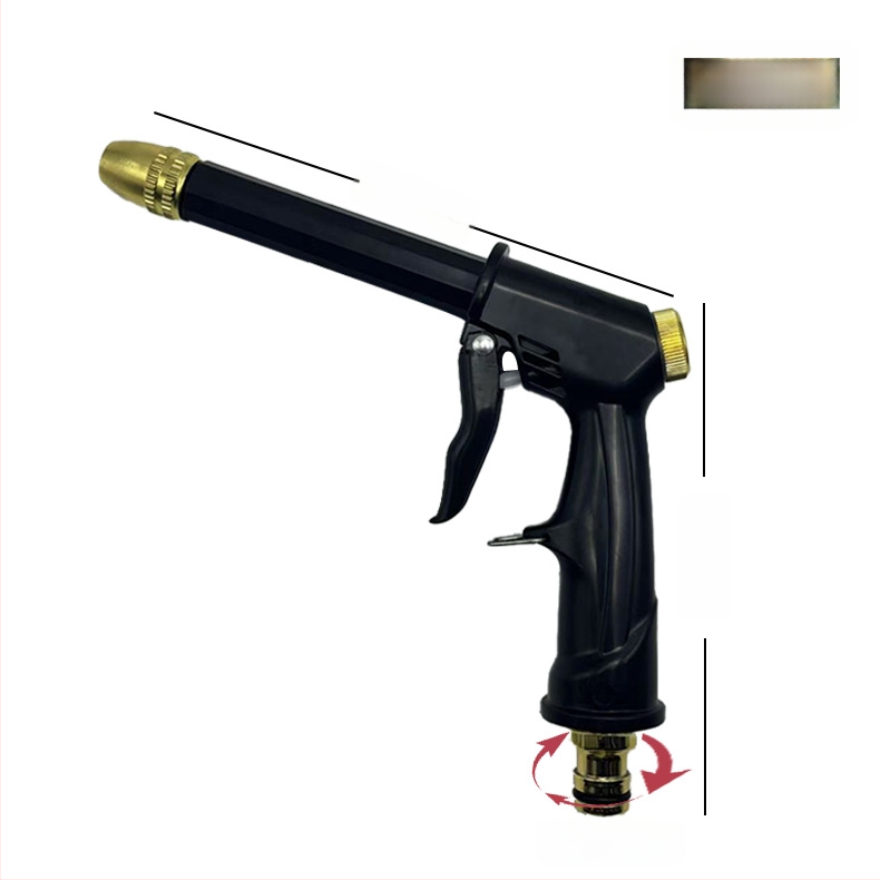 Augstā spiediena auto mazgāšanas pistole, galvai ar alumīnija un vara pārklājumu, korpuss un rokturis no inženierplastmasas, ūdens spiediens no krāna, svars 0,098 kg