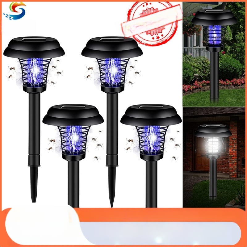 Saulės energijos uodų naikintoji lempa namams ir sodui, elektrinis šokas, lauko naudojimui iki 10 m², UVA purpurinė šviesa