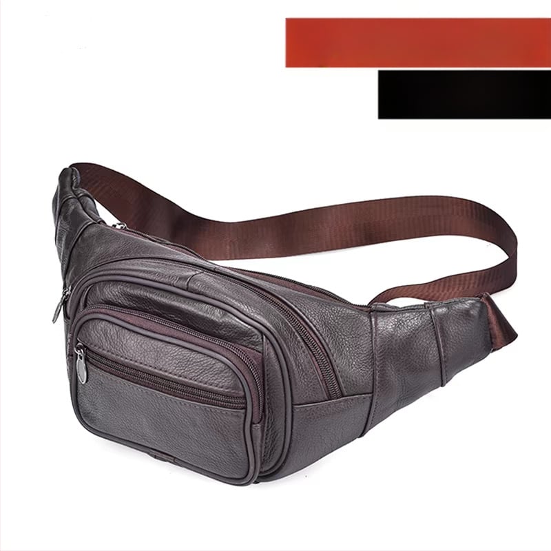 Vyriska juosmens rankinė iš odos pirmojo sluoksnio veršienos odos, atspari vandeniui ir dėvėjimui, pamušalas iš poliesterio, tinkama laisvalaikiui ir kelionėms, pavasaris 2024