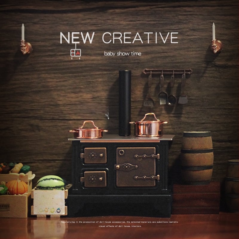 Miniatiūriniai lėlių namų aksesuarai: Vakarų virtuvė, Retro stilius, mini viryklė ir spintelė; Prekės ženklas: Little Mikey House; Medžiaga: lydinys; Apdorojimo pritaikymas: Taip; Apdorojimo būdas: Pavyzdinė pritaikymas; Amžiaus riba: 15-17 metų