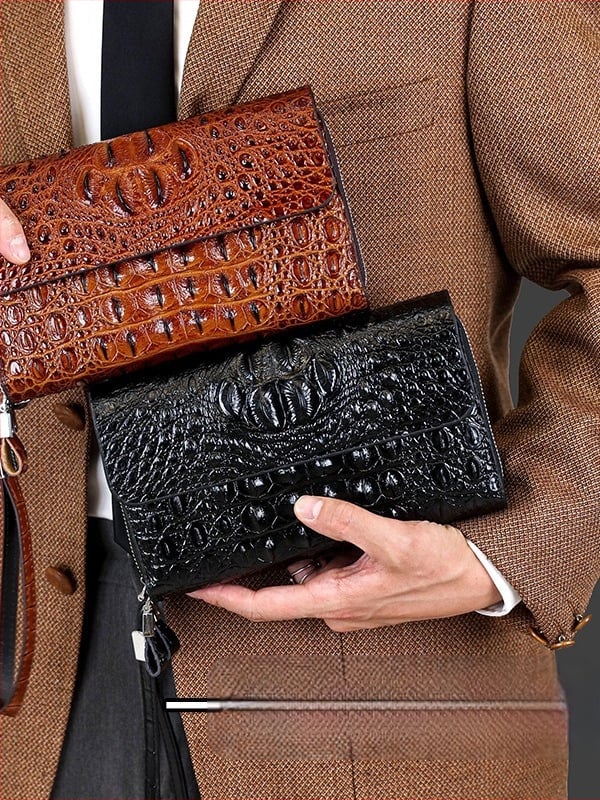 Vyriški PU clutch piniginė, atspari vandeniui, didelė talpa, verslo kelionėms