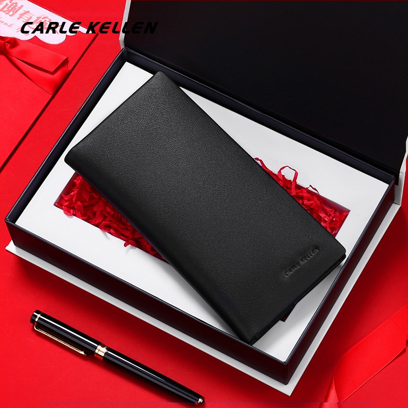 CARLE KELLEN Унисекс дълъг портфейл - естествена кожа, първи слой телешка кожа, ултралек, модел 50002