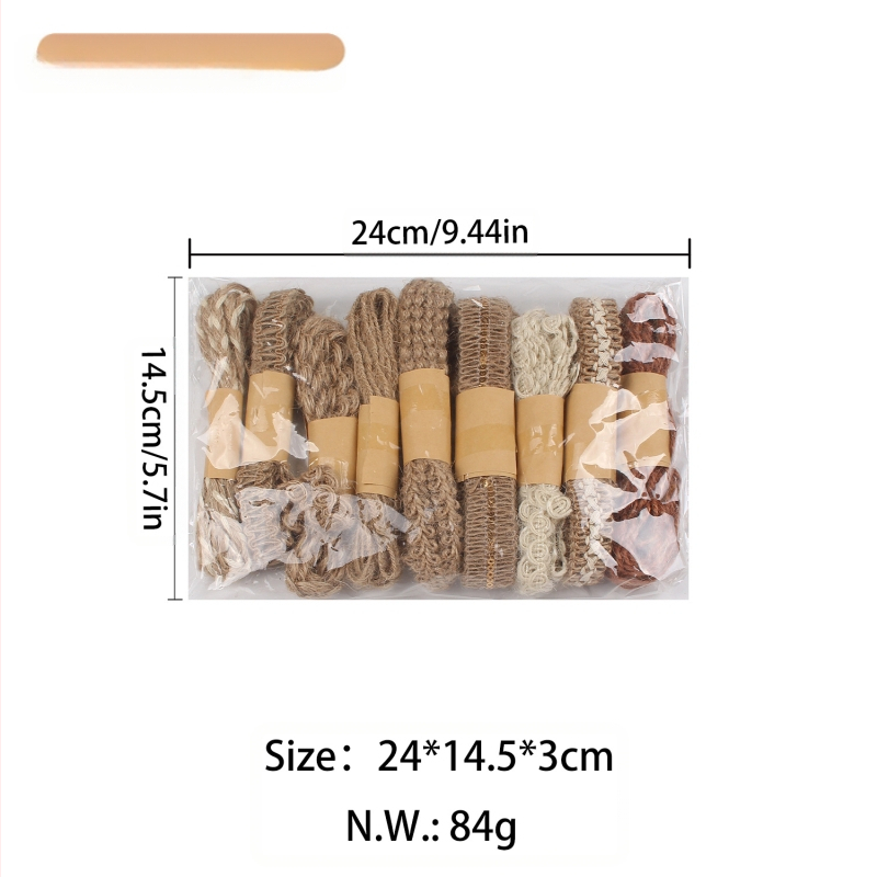 Hongfeng konopju auduma lente ruļlis iepakojumam un dekoriem — roku darbs, 92 g