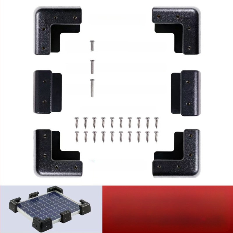 RV saulės panelės laikiklis, ABS, 0,95 kg, injekcinio formavimo su įmontuotomis varinėmis movomis tiesiam tvirtinimui prie varžtų, pramonės standartas