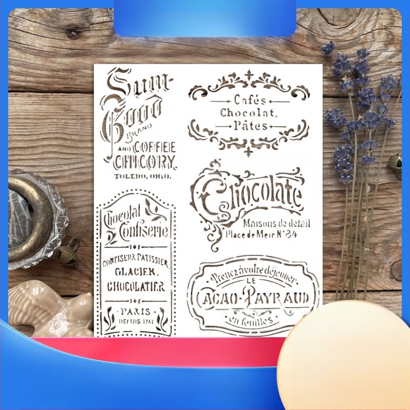 Nosaukuma plāksnes šablonu komplekts ar tukšu šablonu DIY sienu mākslai — sveķi, skulptūras process, aeros maskēšana