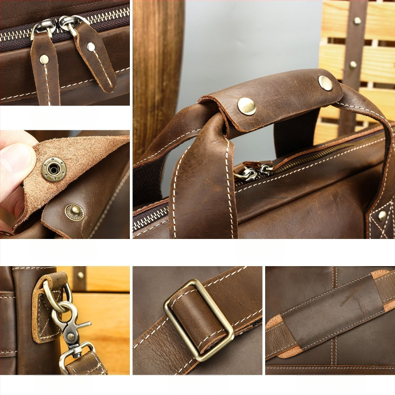 Vyrinė Crazy Horse odos verslo rankinė — didelis talpa, rankiniu būdu nešiojama, retro stilius, patvari