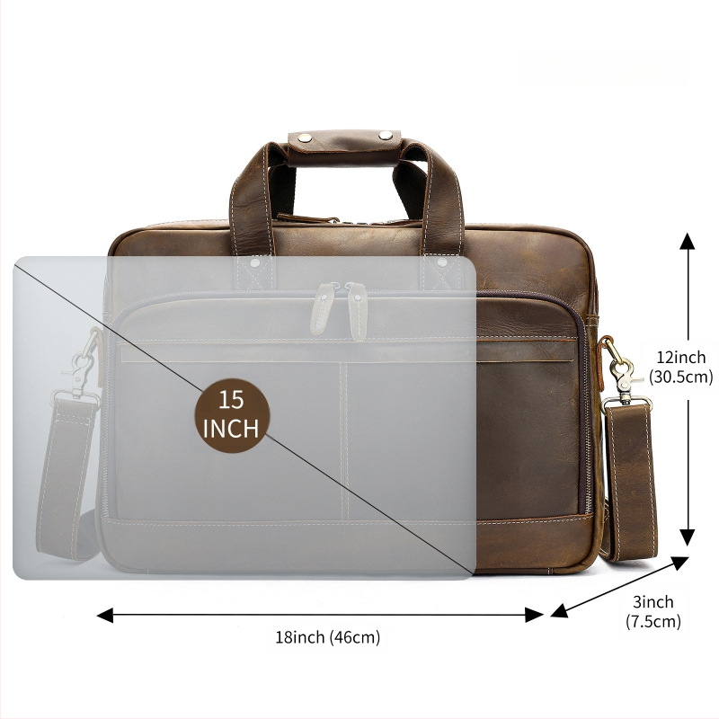 Vyrinė Crazy Horse odos verslo rankinė — didelis talpa, rankiniu būdu nešiojama, retro stilius, patvari