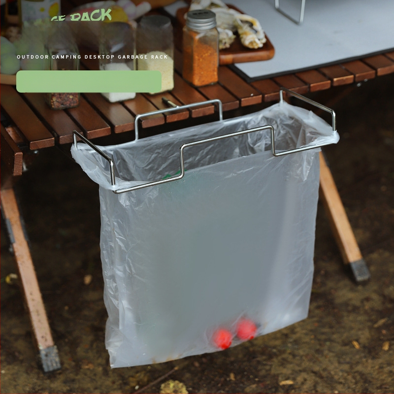 Hike Mount Nerūsējošā tērauda atkritumu maisu pakaramā, saliekams galda stiprinājums kempingam