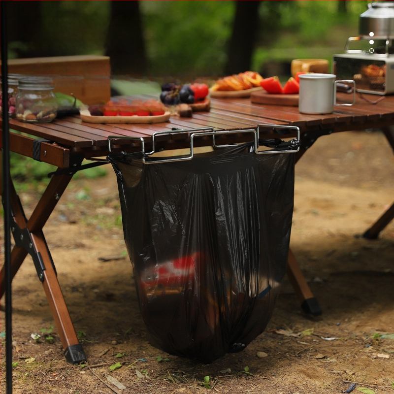 Hike Mount Nerūsējošā tērauda atkritumu maisu pakaramā, saliekams galda stiprinājums kempingam