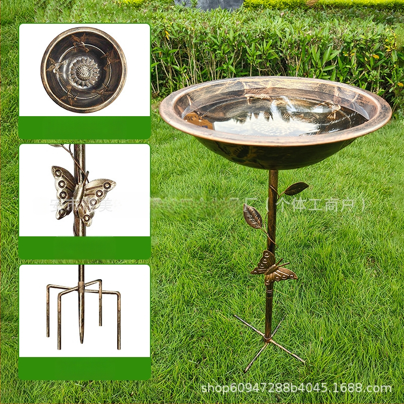 Geležinė sodo lesyklėlė ir paukščių vonelė - Vintage Amerikos stilius, 4 dalių komplektas