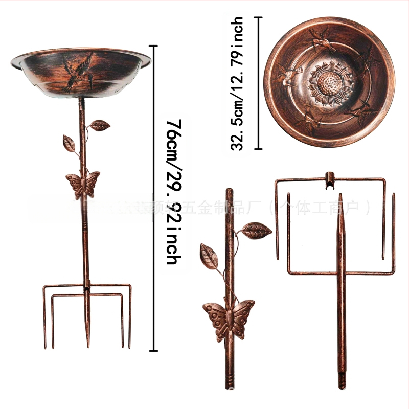 Geležinė sodo lesyklėlė ir paukščių vonelė - Vintage Amerikos stilius, 4 dalių komplektas