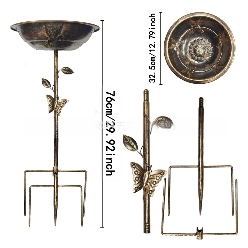 Geležinė sodo lesyklėlė ir paukščių vonelė - Vintage Amerikos stilius, 4 dalių komplektas