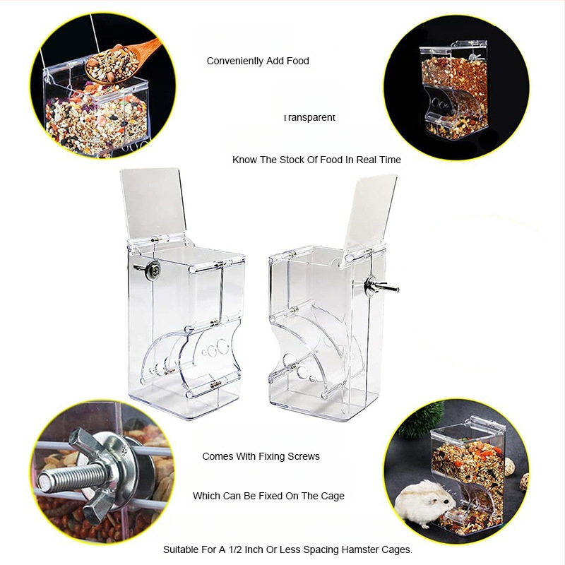 Akrilinė automatinė šėrimo sistema mažiems augintiniams – įtvirtinama narve, tinkama mažiems augintiniams