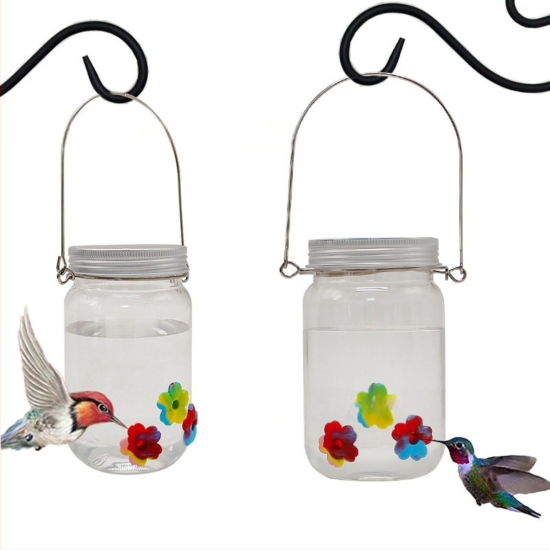 Kolibrių vandens tiekėjas su skaidriu puodeliu, Mason jar stilius, lauko naudojimui, mygtuko valdymas, IP44