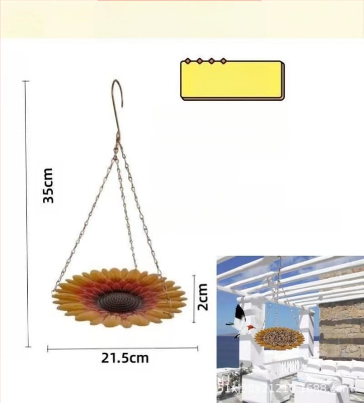 Geležinė sodo kabinamoji lesyklėlė paukščiams su saulėgrąžų plokštele; Prekės ženklas: Sincerity craftsmanship; Medžiaga: Geležis; Dėžėse: 56 vienetai