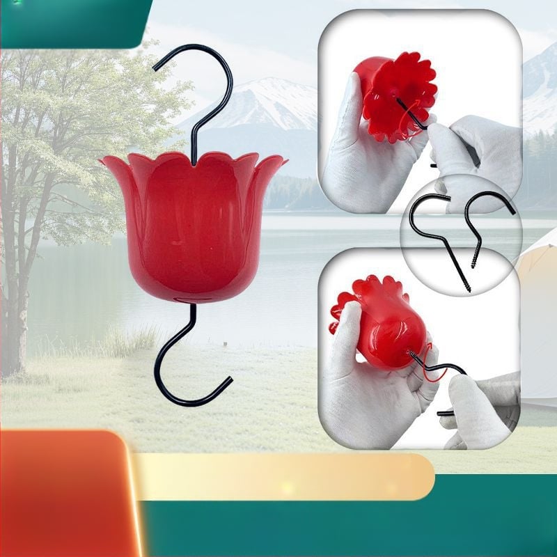 Plastikinis pakabinamas kolibrių lesyklėlė su didele vandens talpa, dvigubo kabliuko dizainas